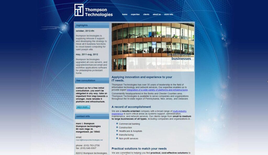 Thompson Technologies website